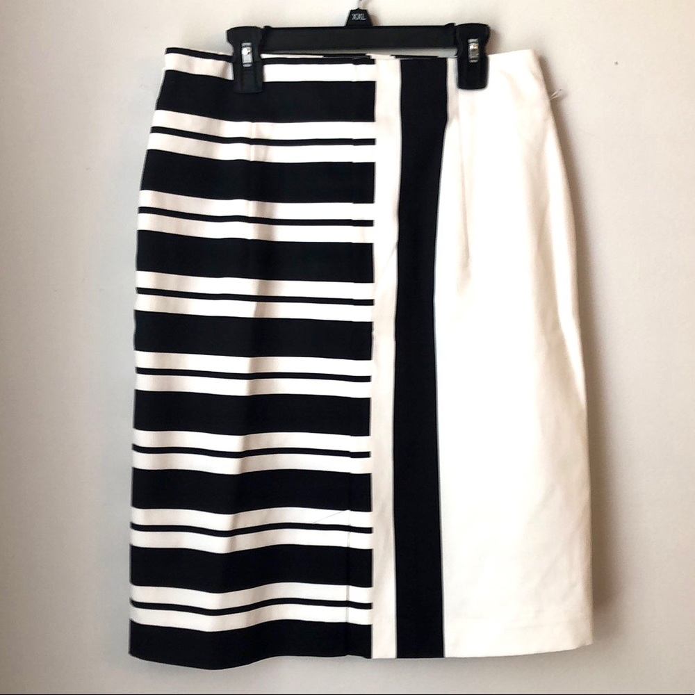 Worthington Black & White Colorblock Striped Pencil Skirt - Picture 4 of 10